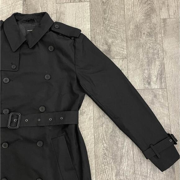 Banana Republic Classic Trench Coat Black Double Breasted Belted - Picture 3 of 9